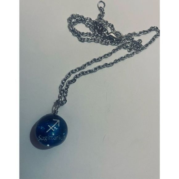 SAGITTARIUS BLUE GLOBE ZODIAC STAR SIGN HOROSCOPE NECKLACE - Picture 3 of 7
